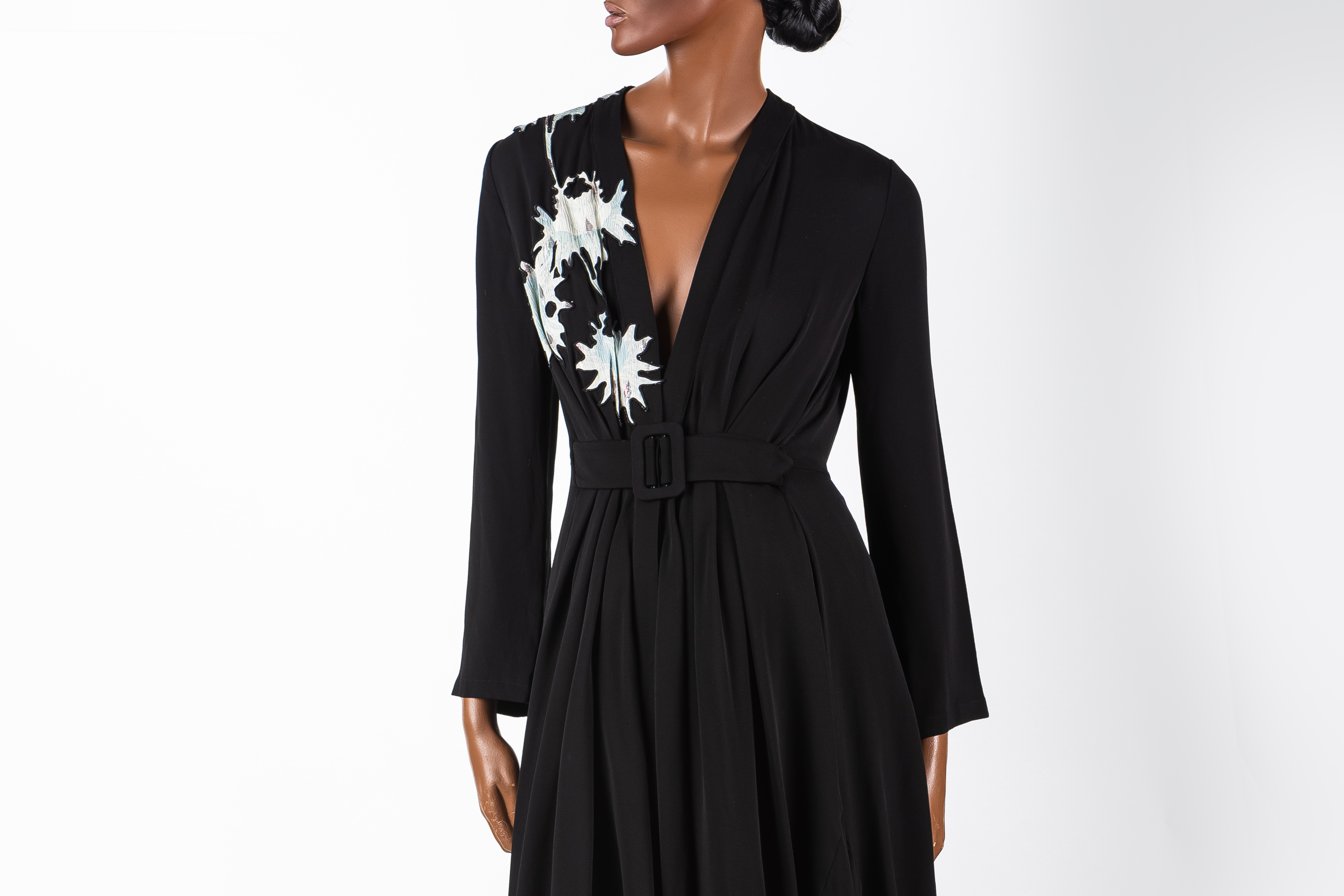 Image: Black and white silk georgette dress by Giorgio Armani