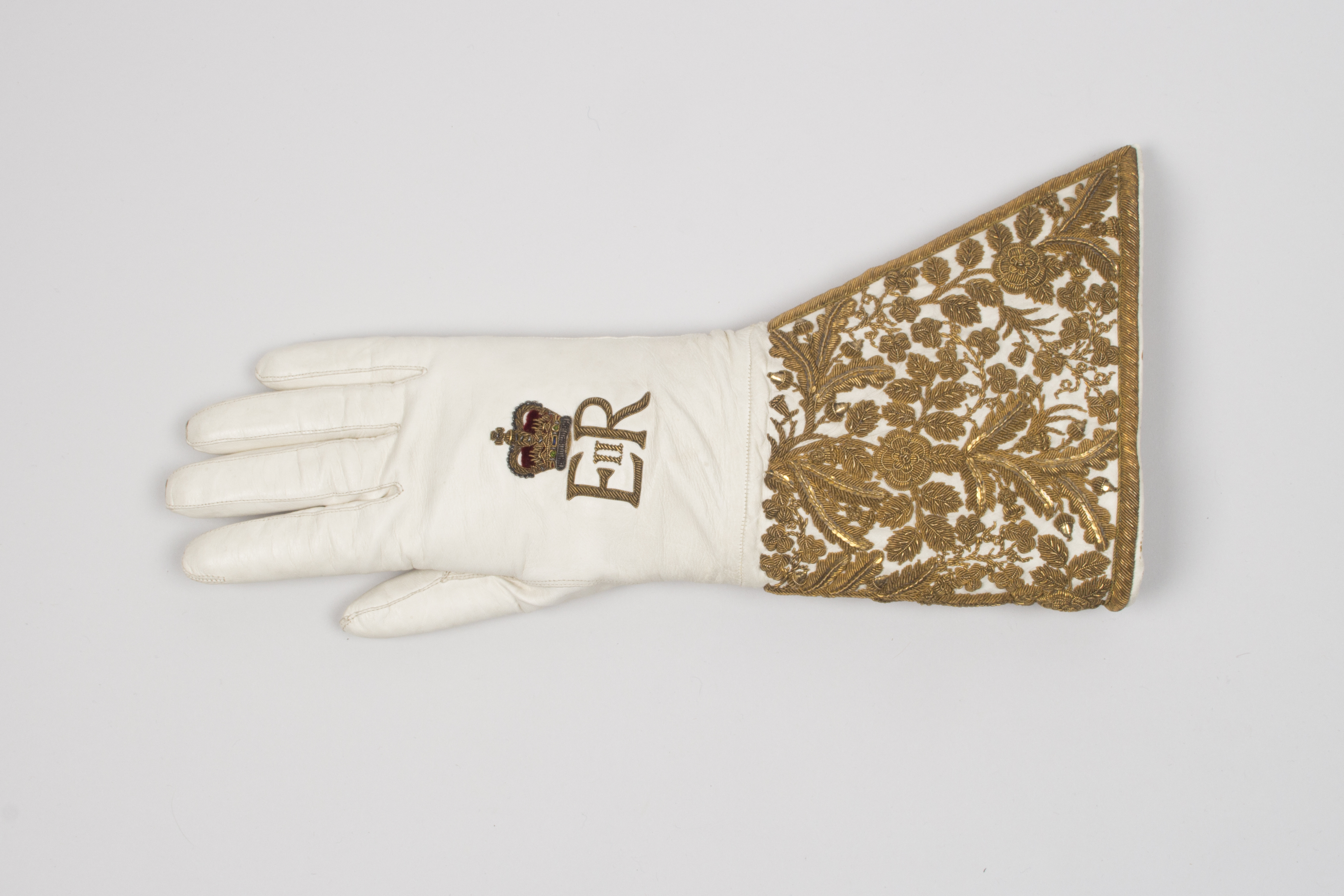 A Coronation glove worn by Queen Elizabeth II