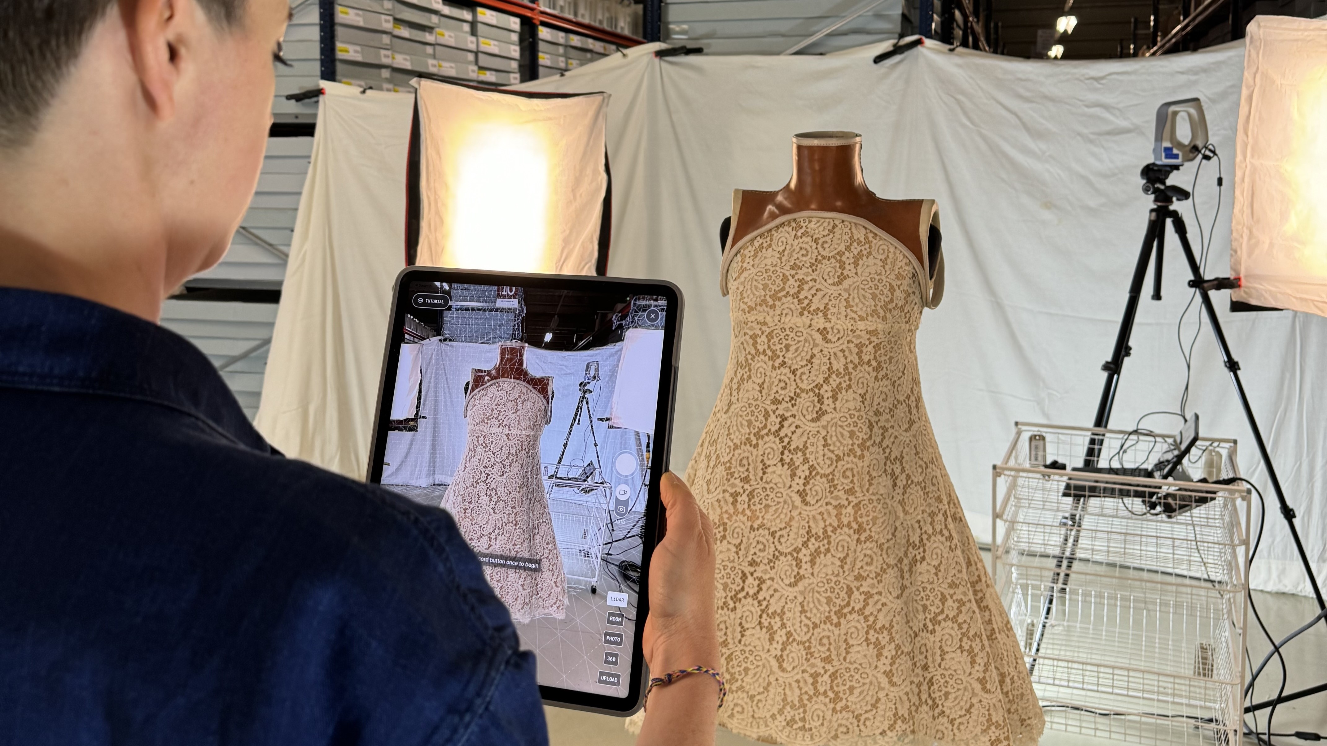 A dress is scanned on a tablet
