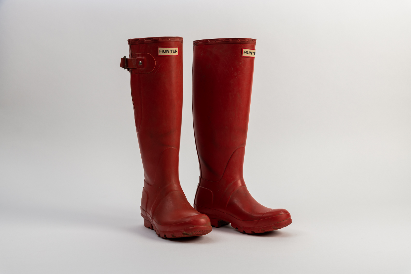 A pair of red wellington boots by Hunter