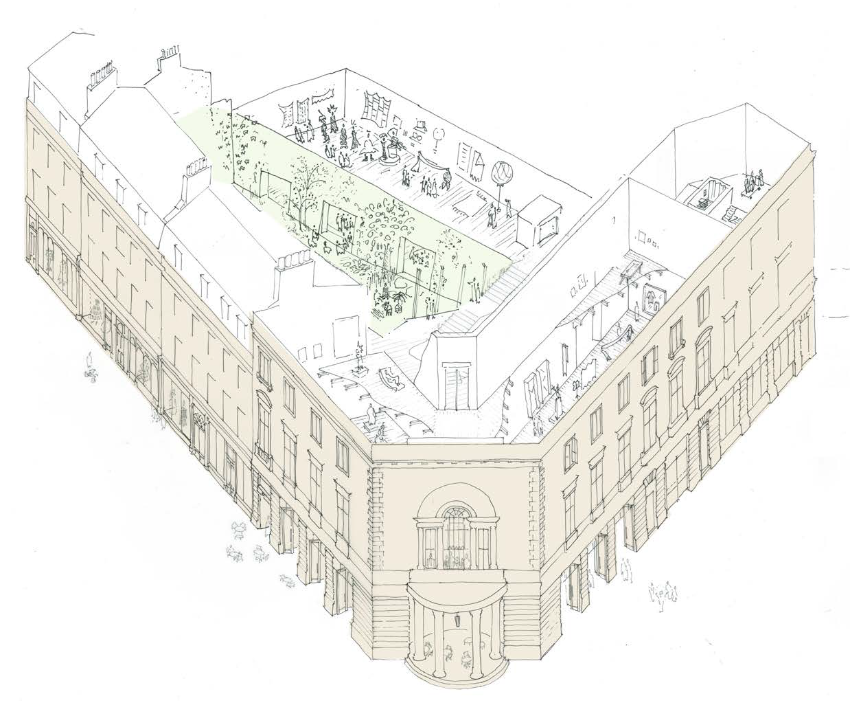 An illustration by 6a architects of the vision for the new museum