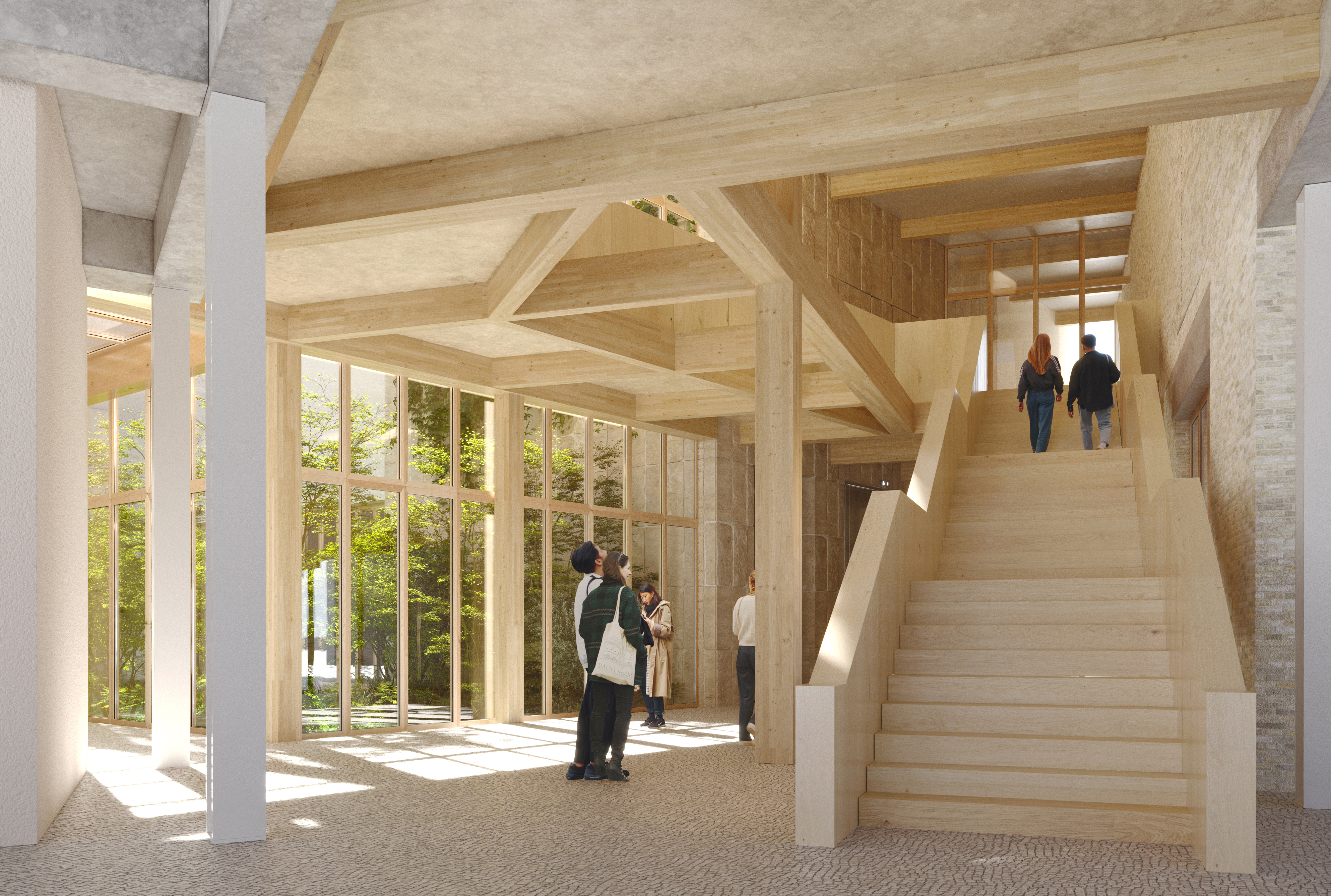 An architects render of the central staircase in the new museum