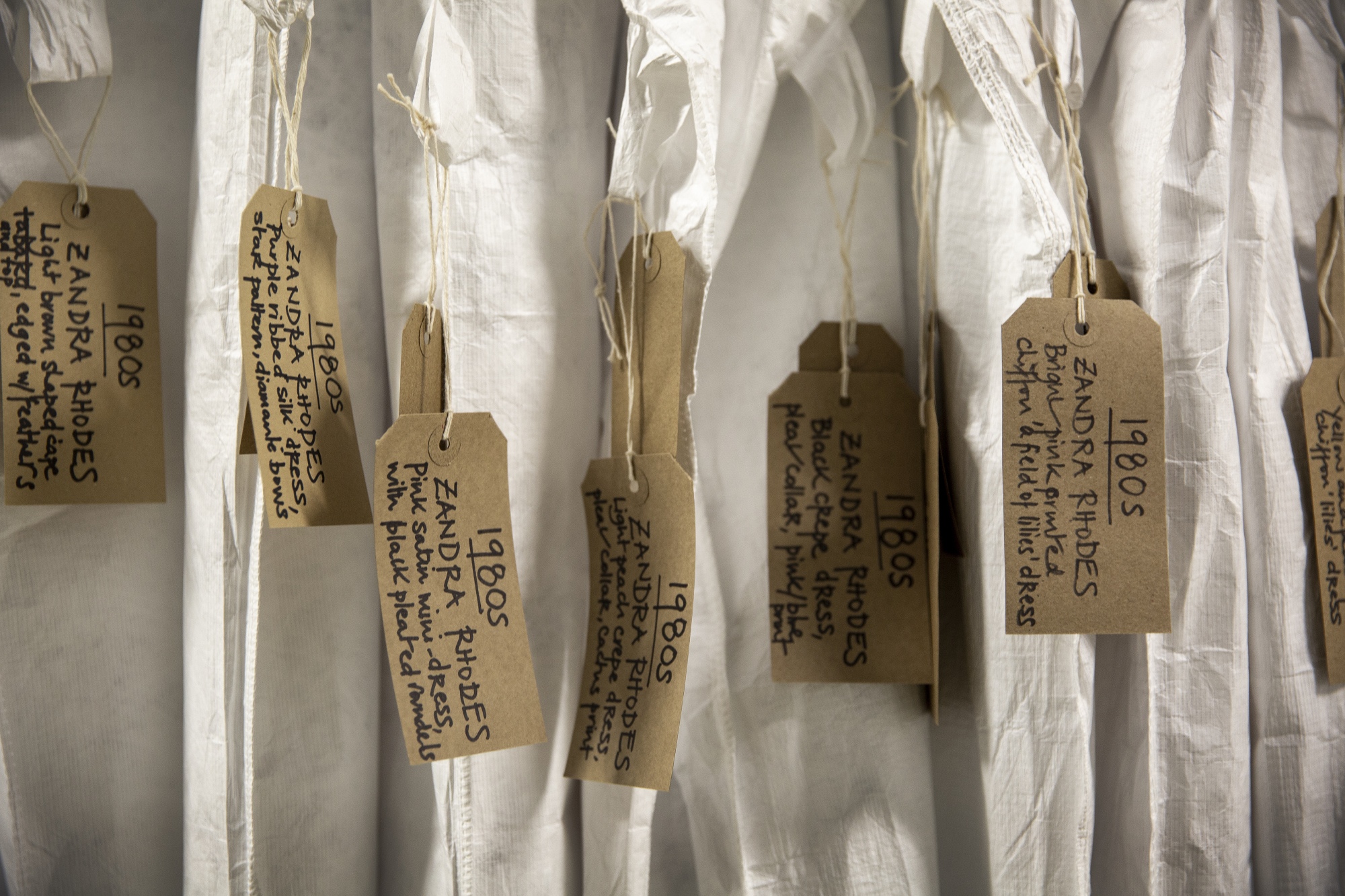 Image of the Zandra Rhodes collection in Tyvek bags