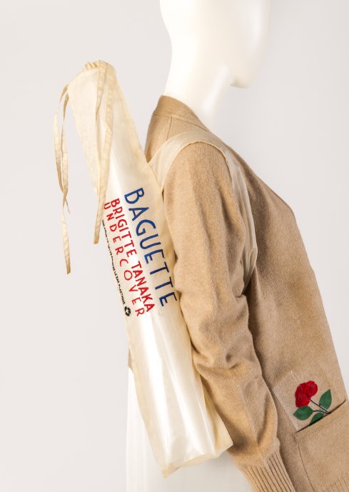 Organza embroidered baguette bag by Brigitte Tanaka