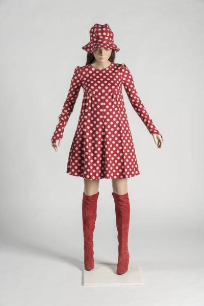 1972 Biba: Red and white spotted girl’s dress and over-the-knee boots. Selector: Moira Keenan, The Sunday Times