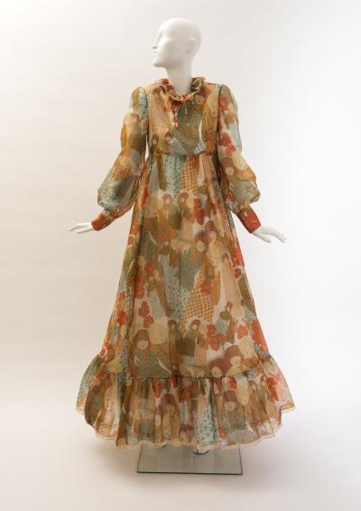 40 Woman's long printed silk gauze dress