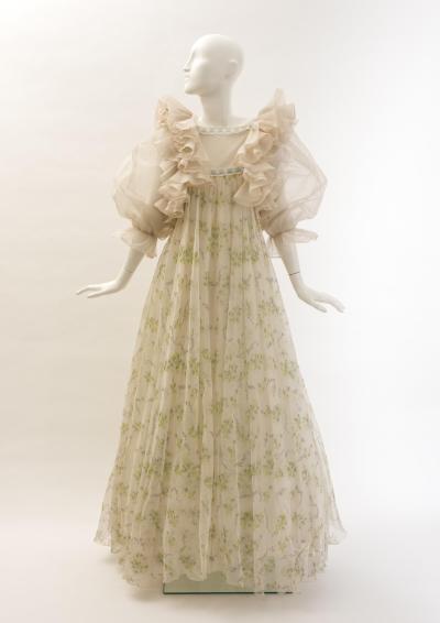 48 Woman's long printed silk gauze dress