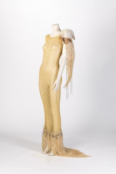 Gold knitted rayon and horsehair ‘mermaid’ dress
