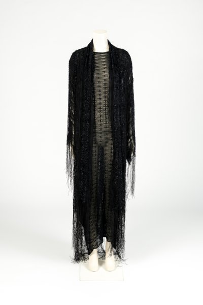 Beaded knitted evening dress and coat